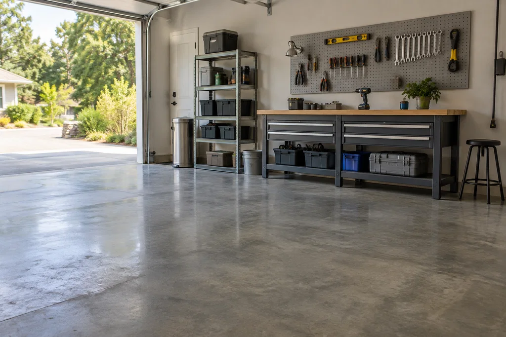 A practical garage — Concrete floor inspiration