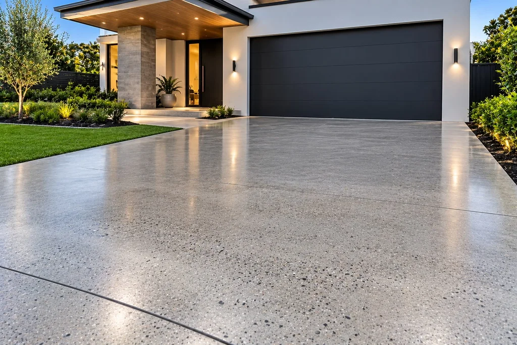 honed polished concrete driveways
